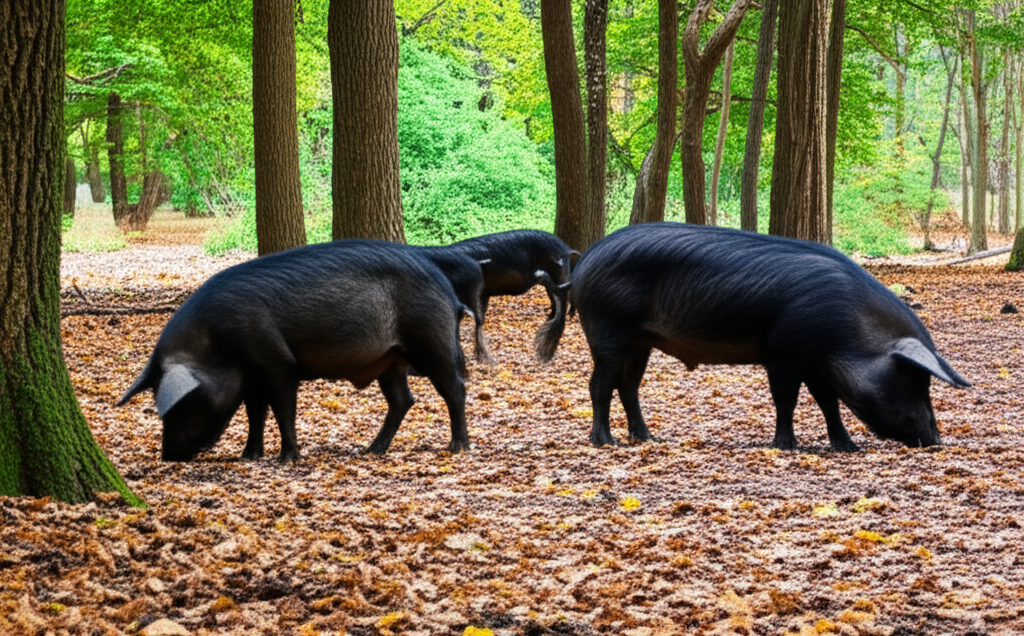 Woodland pigs at Old Park Organics